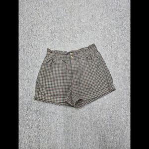 American Eagle Stretch-Waist Tartan Shorts Women's 14 L (Green/Blue)